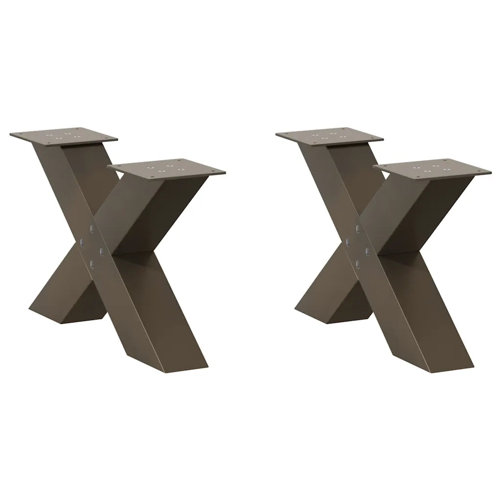 Gambe per Tavolino da CaffÃ¨ a Forma di X 2 pz Acciaio Naturale 60x(30-31) cm Acciaio