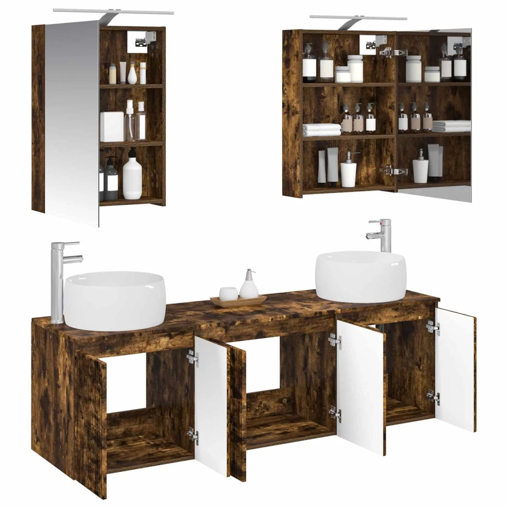 Set di Armadi da Bagno 5 pcs Rovere Fumo Legno ingegnerizzato 3406515