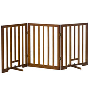 EasyComfort Cancellino per Cani Pieghevole a 3 Pannelli con Piedini Antiscivolo per Corridoi, Scale e Stanze, in Legno di Pino, 181x35x76 cm, Marrone Scuro
