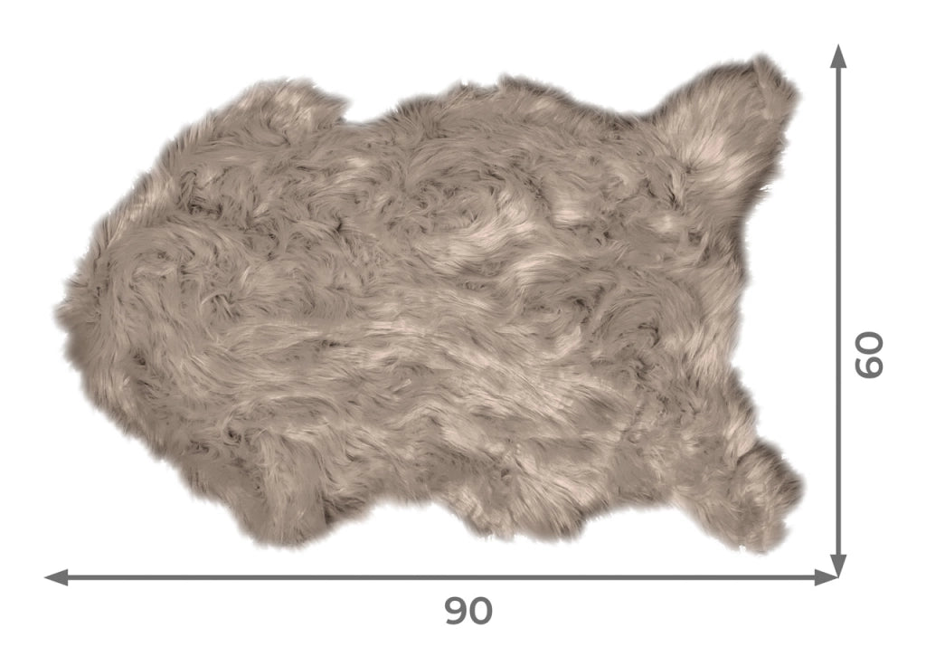 Tappeto Peloso In Pelliccia Ecologica Sagomato Modello Stoccolma Varie Misure - 60x90cm - Tortora