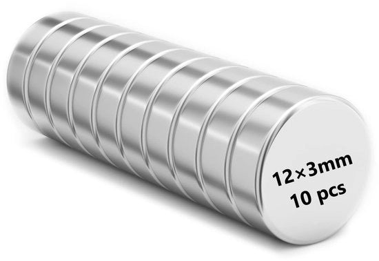 Magnetodi neodimio, 12 mm x 3 mm, magneti cilindrici extra forti, per frigorifero, ufficio, progetto scientifico, costruzione, insegnamento e fai da te, confezione da 10 (MC1210)
