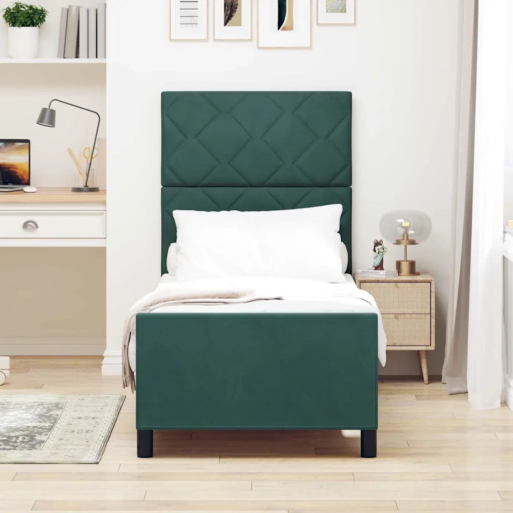 Letto a molle con testiera Verde Scuro 80 x 200 cm Velluto 3344972