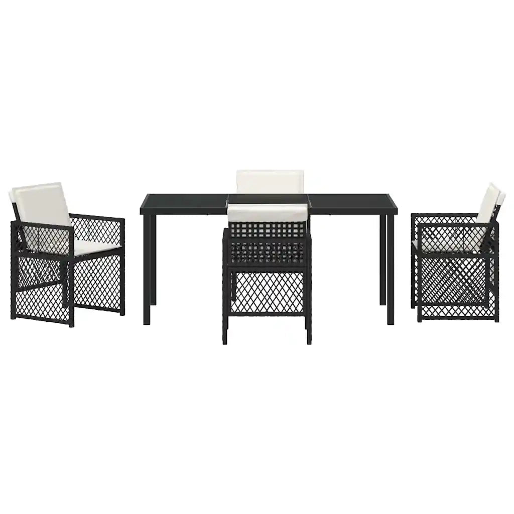 Set da Pranzo per Giardino 5 pcs Nero polyrattan 3380619