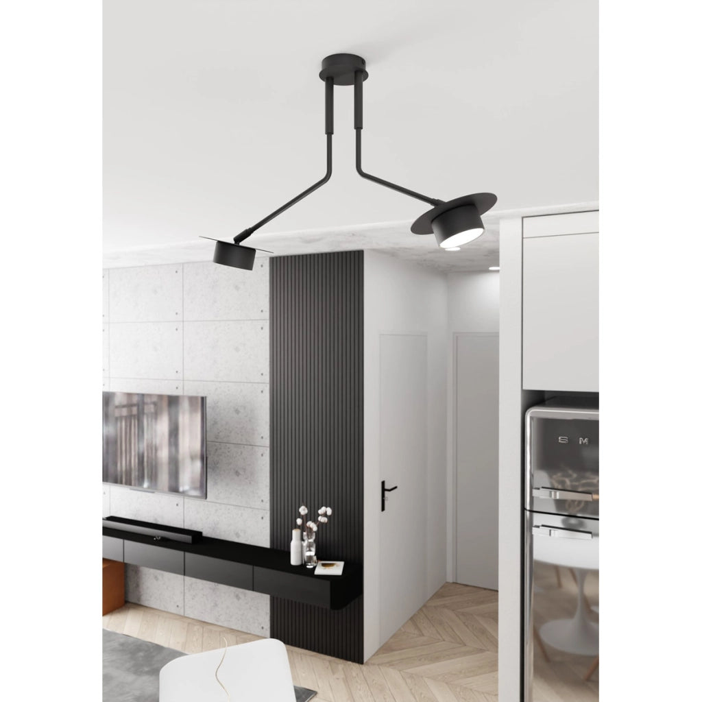 Lampada a sospensione MIZU in acciaio nero opaco