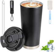 Bicchiere da Viaggio 530 ml - Caffè - Coperchio Isolante - Materiale Inox - Bicchiere Isolante per Bevande Calde/Fredde - Gomma Aromatica - Bicchiere Termo Isolante