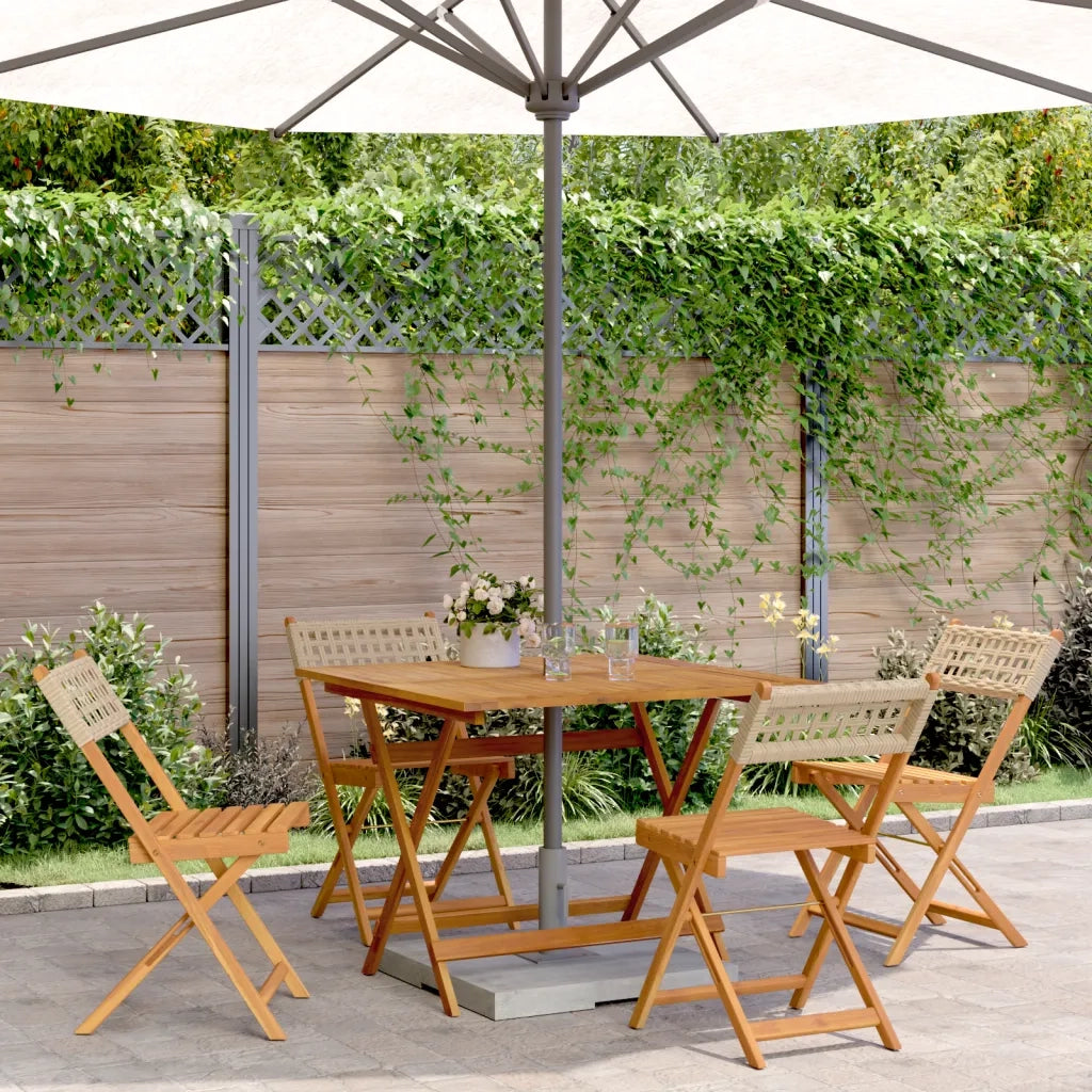 Set Pranzo da Giardino 5 pz Beige Polyrattan e Legno Massello 3281780
