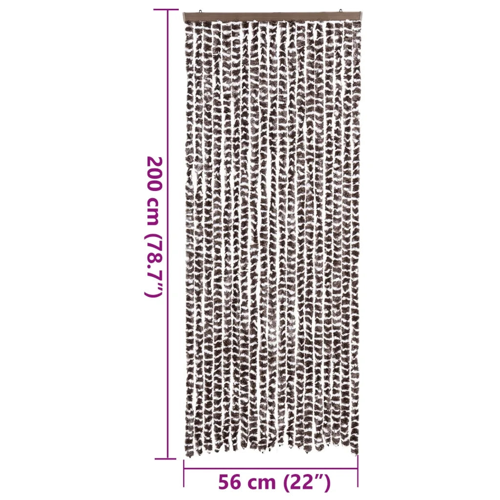 Tenda Antimosche-Zanzariera Marrone e Bianca 56x200 cm in Ciniglia