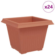 Fioriere | Cassetta per fiori | Vaso quadrato per fiori 24 pz Rosso Mattone Plastica