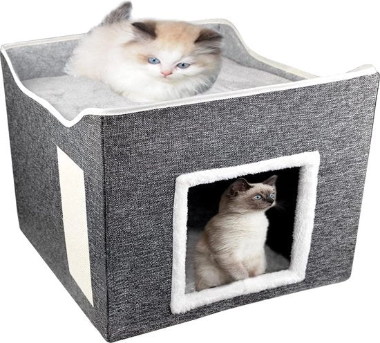 Casa per gatti, casa per gatto, interna, casa per gatto morbida, gatto, casa per gatto XXL, lavabile, grandi gatti, casa per gatto per 2 gatti/casa, ripiegabile, casa per gatto, casa per piccoli cani, 43 x 43 x 38 cm (L)