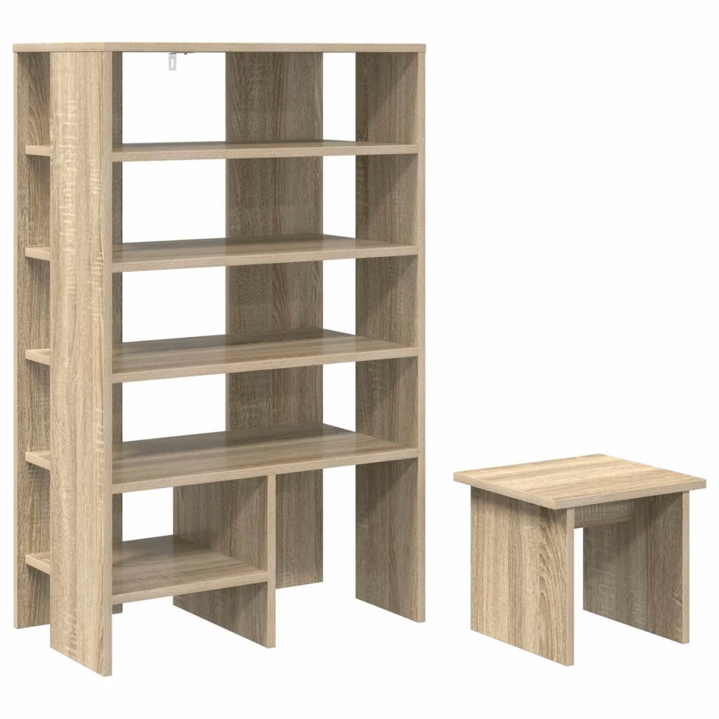 Mobile per scarpe 2 pz-Set di 2 Scarpiera Rovere Sonoma Legno multistrato