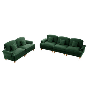 Set modulare 2 pezzi - Xylo - 3+2 posti, chenille, stile classico, verde