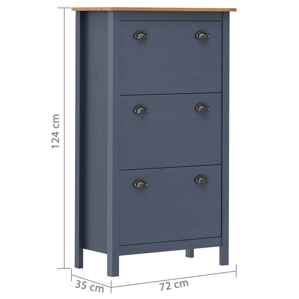 Scarpiera mobile contenitore per scarpe mobile per ingresso/corridoio/soggiorno Hill 72 x 35 x 124 cm legno di pino massiccio grigio 02_0021868