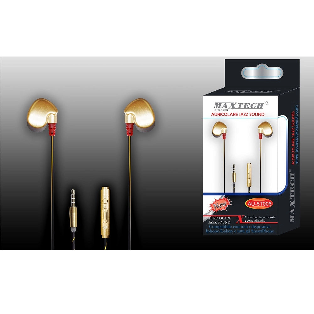 Trade Shop - Auricolari Jazz Sound Cuffie Per Smartphone Con Filo Audio Microfono Maxtech Au-5t006 -