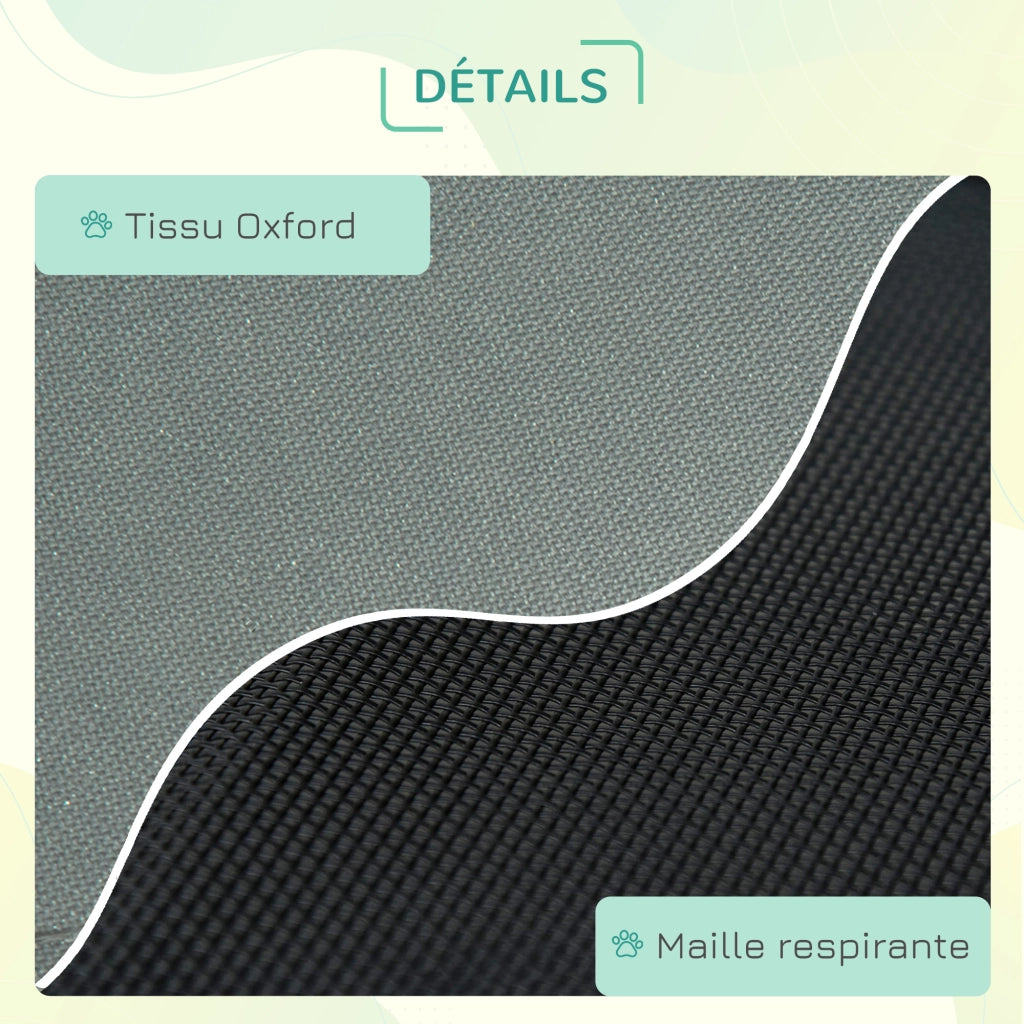 Letto per cani e gatti esterno rialzato con ombrellone ¨C zephmum ¨C 122x92x108 cm grigio nero