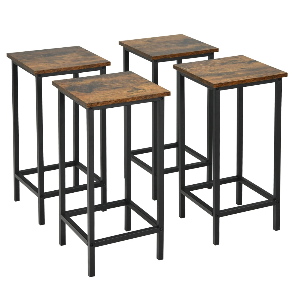 Set di 4 sgabelli da bar, Sgabelli alti senza schienale in stile moderno, Marrone-Sgabelli da bar