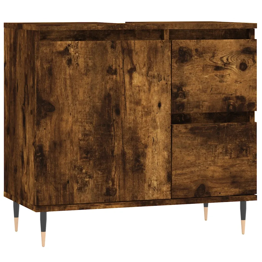 Armadietto Bagno | Armadio da bagno Rovere Fumo 65x33x60 cm in Legno Multistrato