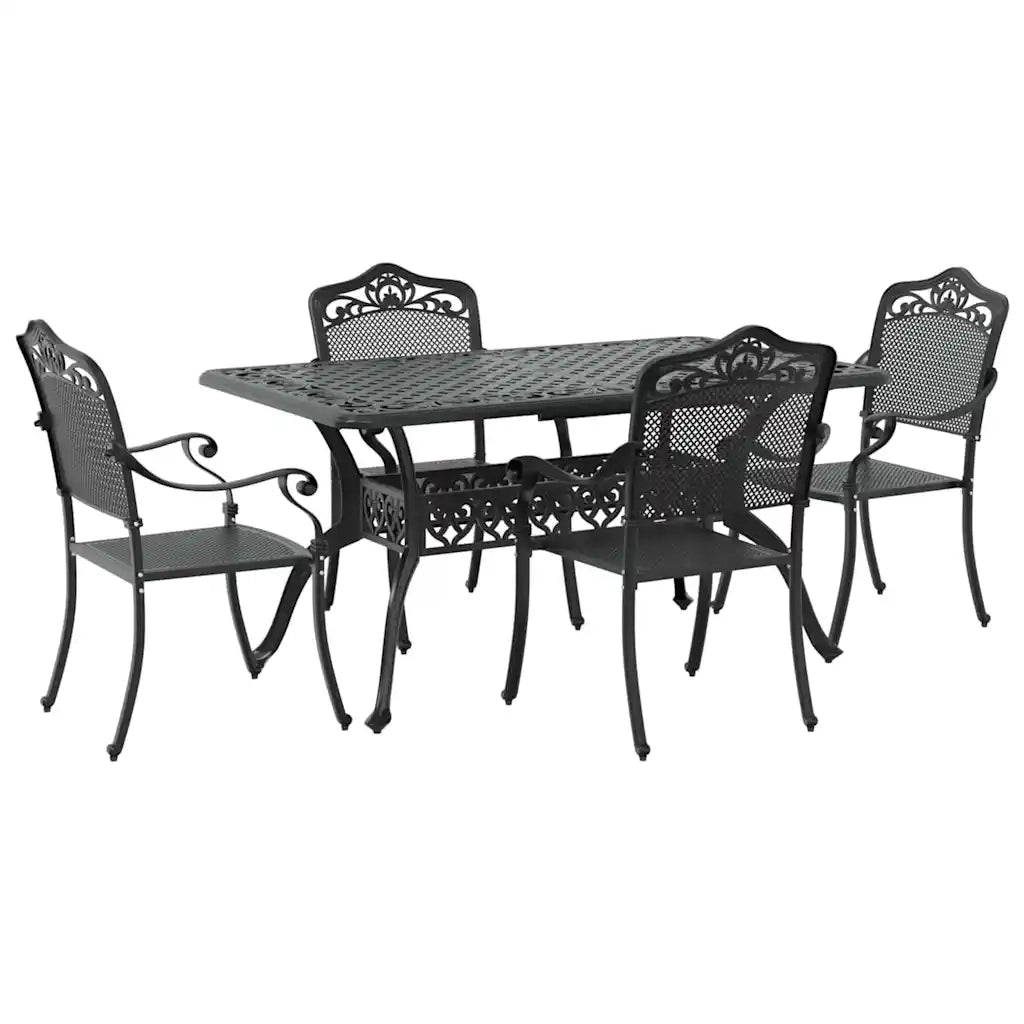 Set da Pranzo per Giardino 5 pcs Nero Alluminio 3334661