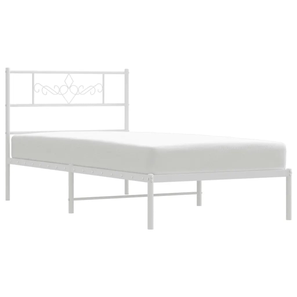 Giroletto con Testiera Metallo Bianco 90x190 cm 355308