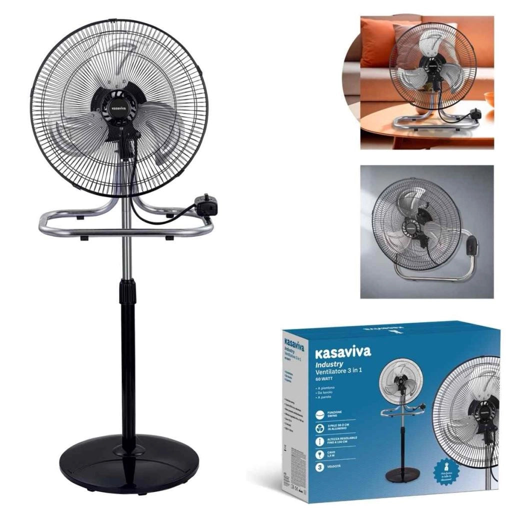 Ventilatore a Piantana Industry Nero 60 Watt