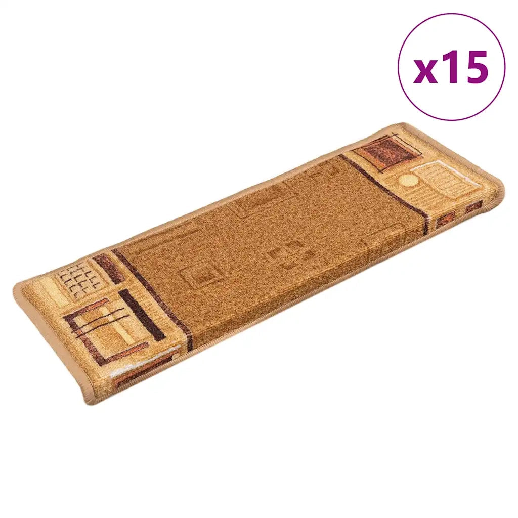 Tappetini Autoadesivi per Scale 15 pz 65x25 cm Beige  cod mxl 62041