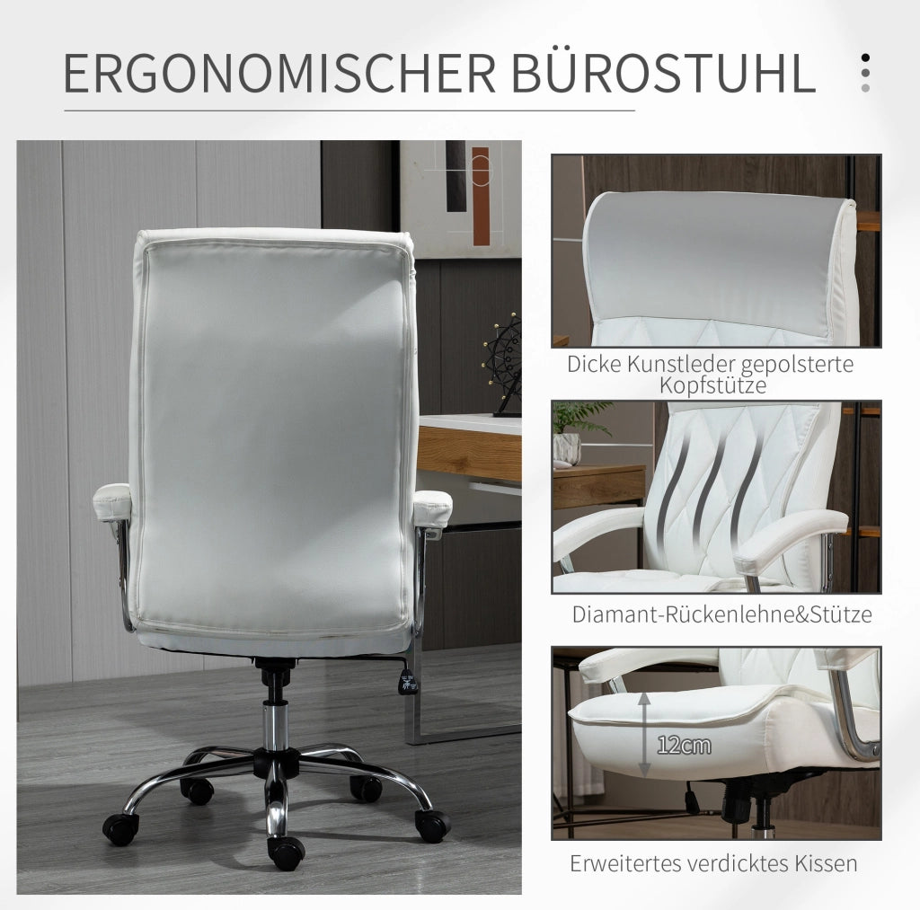 Sedia da ufficio ergonomica bianca con funzione basculante