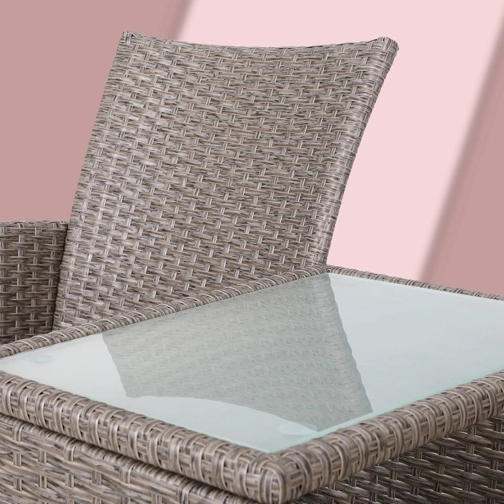 Panchina da Esterno con Tavolino Polyrattan DivanettoCon Cuscini Resistente alle Intemperie
