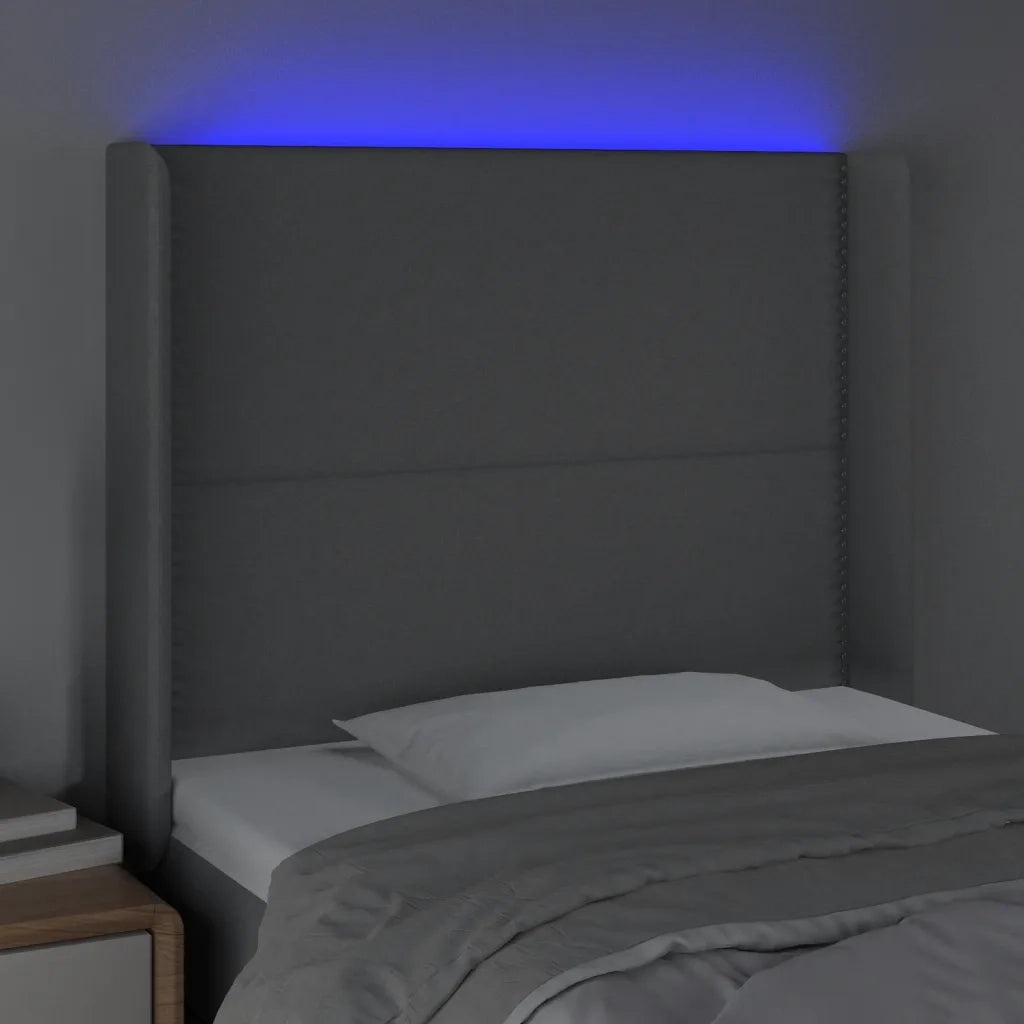 Testiera a LED Grigio Chiaro 103x16x118/128 cm in Tessuto 3123898