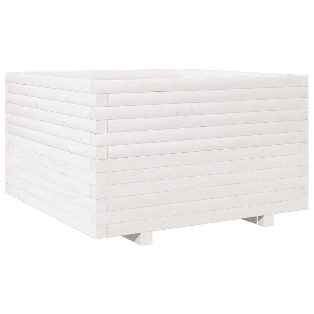 Fioriera da Giardino Bianca 80x80x49,5cm Legno Massello di Pino