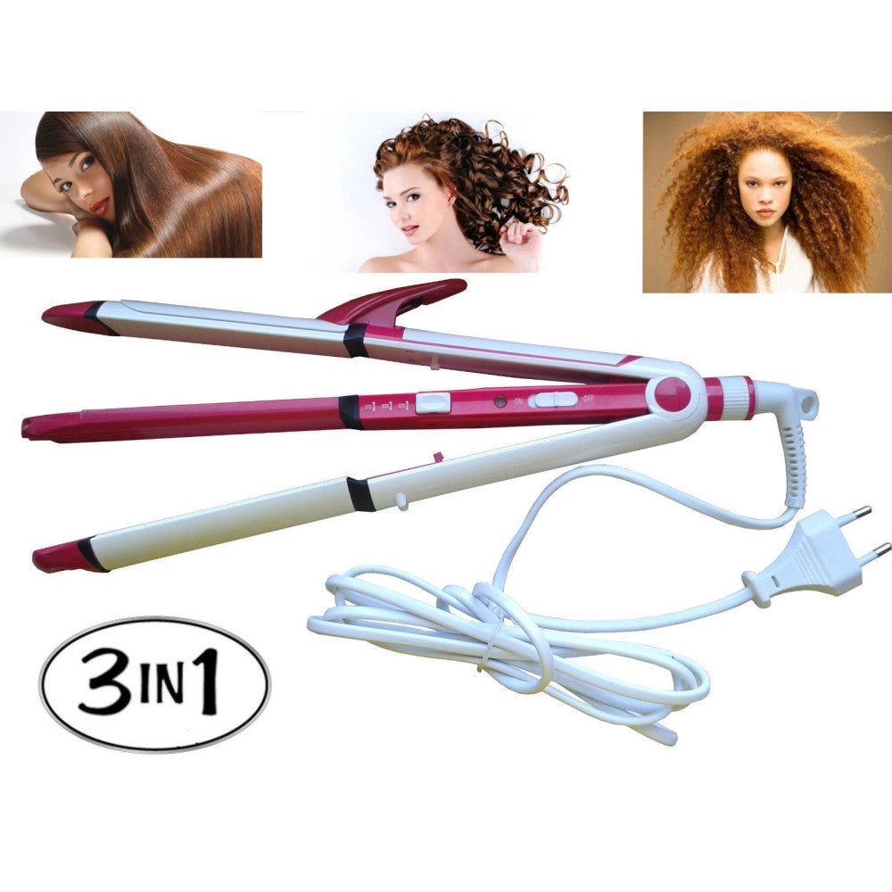 Trade Shop - Piastra 3 In 1 Arriccia Capelli Lisci Frise' Arricciacapelli Professionale Sn710 -