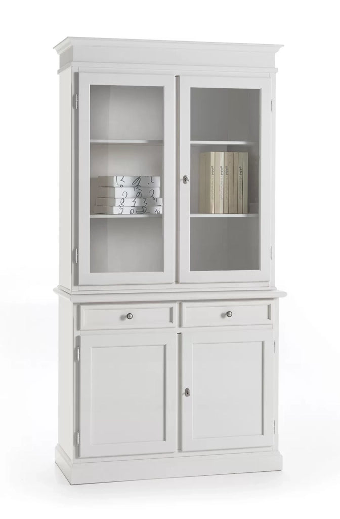 Cristalliera 2 porte in legno arte povera bianco sporco 106x42x203 - Mobili 2G