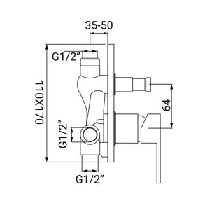 Miscelatore Incasso Doccia con Deviatore Serie Rubik Cromato
