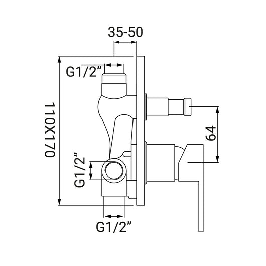 Miscelatore Incasso Doccia con Deviatore Serie Rubik Cromato