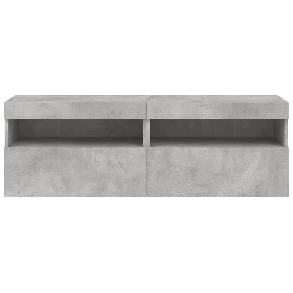 Mobile TV multimediale da parete mensola TV credenza mobile TV sala da pranzo soggiorno camera da letto e luci LED 2 pezzi 60 x 30 x 40 cm grigio 02_0029131