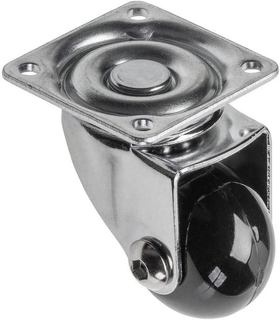 Ruote per mobili senza freno - Zwenkwielen per mobili - Staal/PC/PU - Diametro 75 mm - Ruote zwenkanti 360 gradi - Carico massimo per ruota 64 kg - Nero