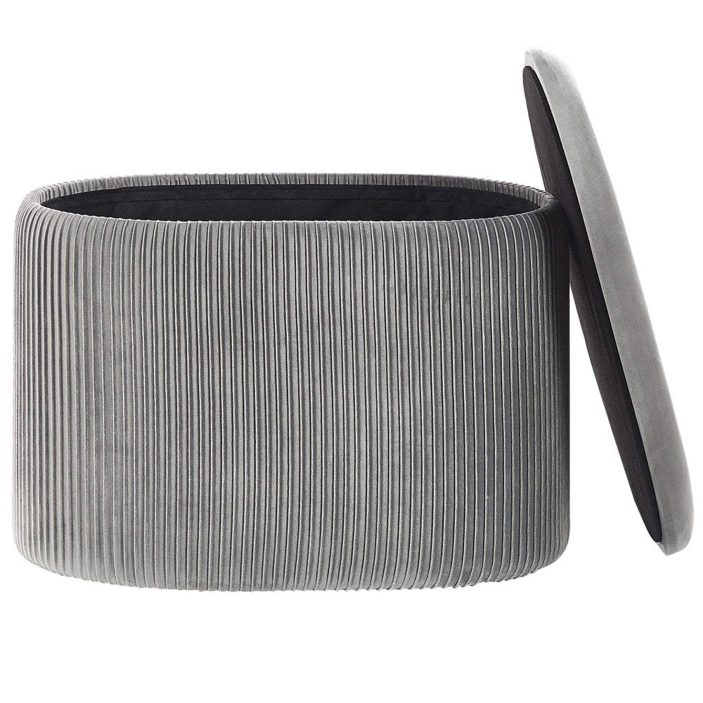 Pouf Grigio chiaro Velluto Glamour Storage Poggiapiedi Soggiorno Camera da letto