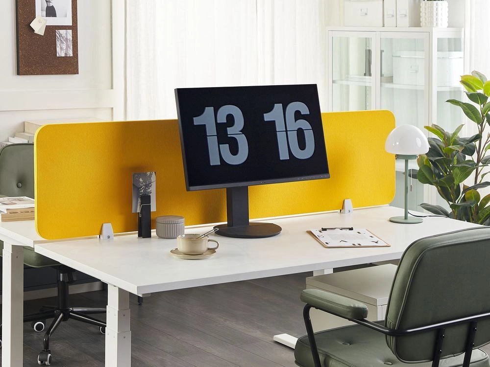 Pannello Divisorio Fonoassorbente per scrivania in PET giallo 160 x 40 cm tavolo ufficio