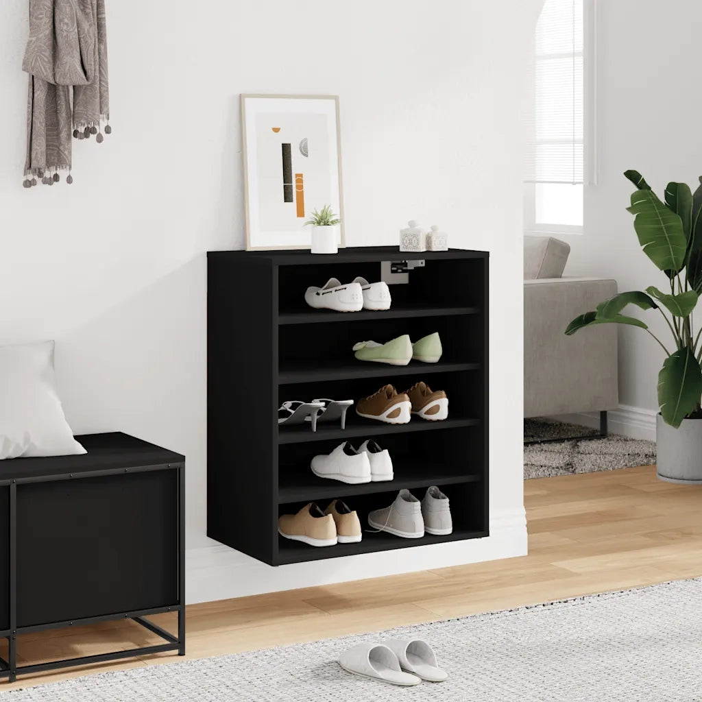 Scarpiera-Scaffale per scarpe Nera 60x35x70 cm in Truciolato 237780