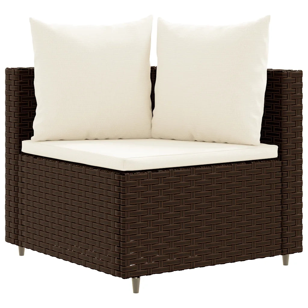 Set Divano da Giardino 6 pz con Cuscini Marrone in Polyrattan