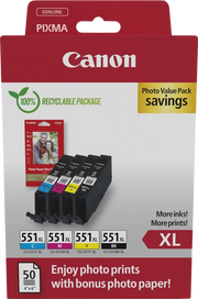 Canon 6443B008 cartuccia d'inchiostro 4 pz Originale Resa elevata (XL) Nero, Ciano, Magenta, Giallo