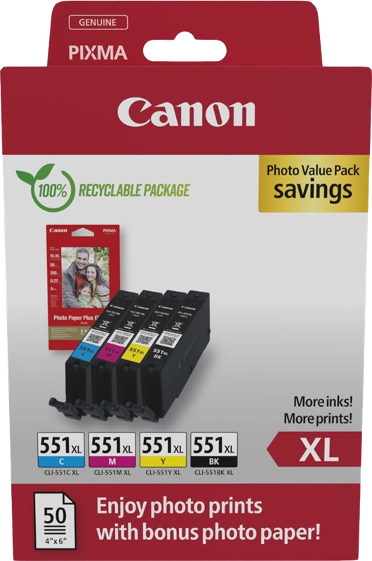 Canon 6443B008 cartuccia d'inchiostro 4 pz Originale Resa elevata (XL) Nero, Ciano, Magenta, Giallo