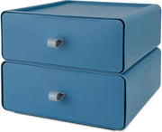 Scatola di carico sovrapposta, organizzatore sovrapposto per contenitori di trucco con grande capacità, 2 pezzi (blu)