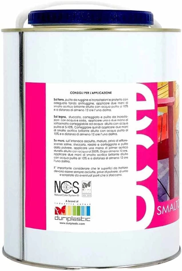 Ecolux smalto ecologico lucido acrilico ad acqua inodore per interno ed esterno *** tinta nero, contenuto litri 2,5, ...
