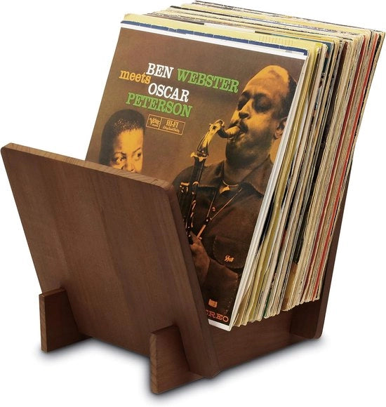 Cassetto per Vinili in Legno Scuro con Capacità fino a 40 LP e Singoli