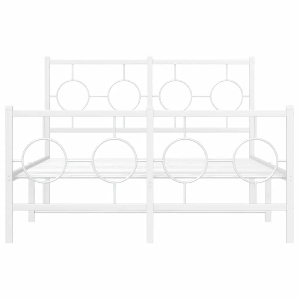 Giroletto con Testiera e Pediera Metallo Bianco 120x190 cm 376290