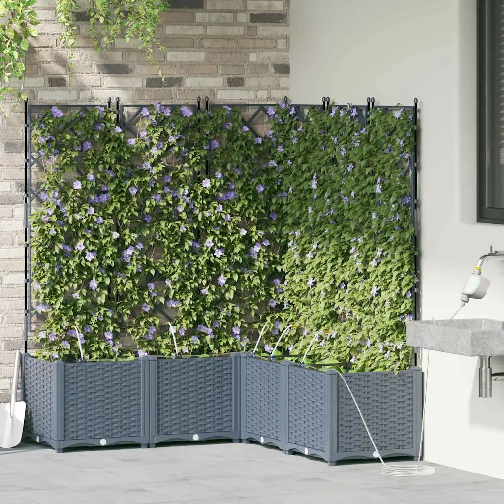 Vaso da giardino 5 pcs Grigio Chiaro Plastica 42002902