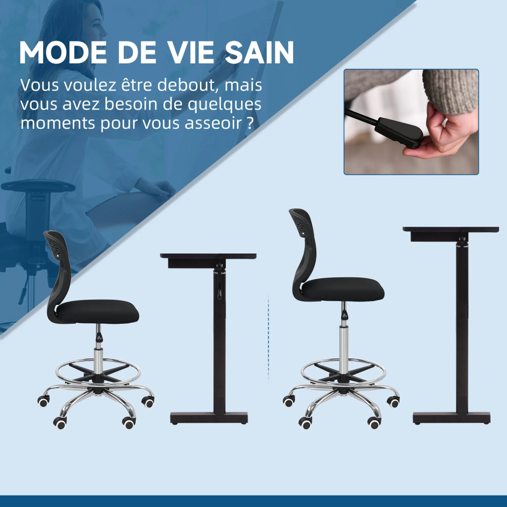 Sedia da ufficio ergonomica in rete ¨C zephmum ¨C nero, regolabile, 59x59x106-126 cm