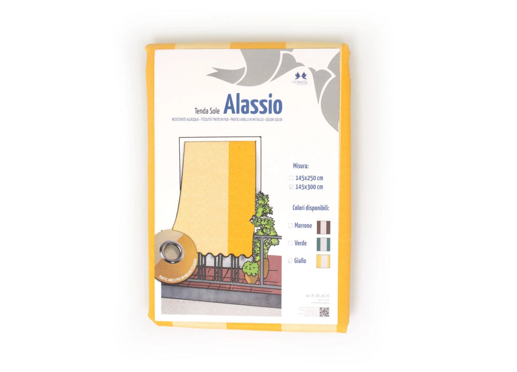 Tenda Da Sole A Caduta Per Esterno Balcone Casa Telo Ombra UV Modello Riga Larga - 145x300 - Giallo