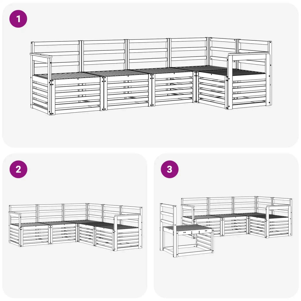 Set di divani da esterno 5 pcs Bianco 247 x 128,5 x 73 cm 3391819