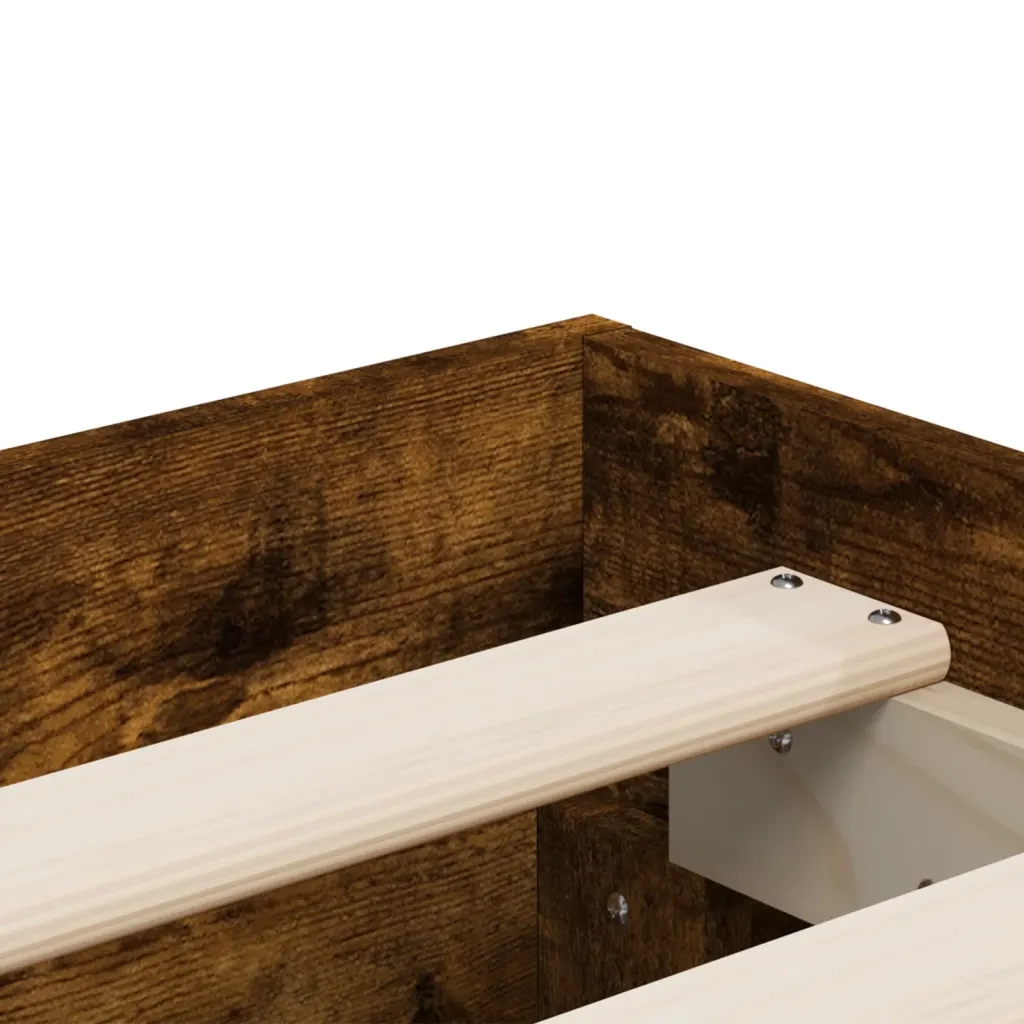 Letto matrimoniale | Letto per adulti | Giroletto con Cassetti Rovere Fumo 120x190 cm Legno Multistrato