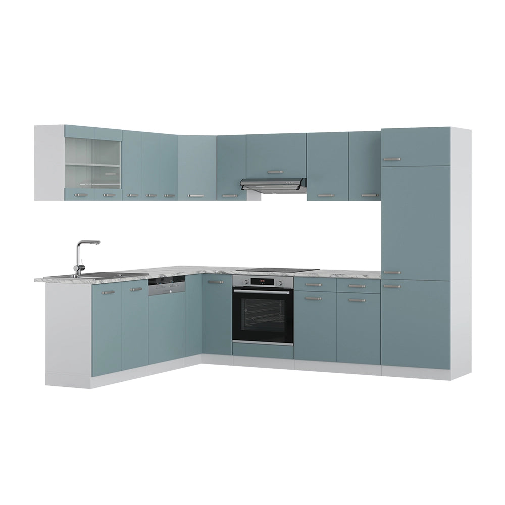 Vicco Cucina angolare completa Grigio-blu 227 x 287 cm , PL Marmo